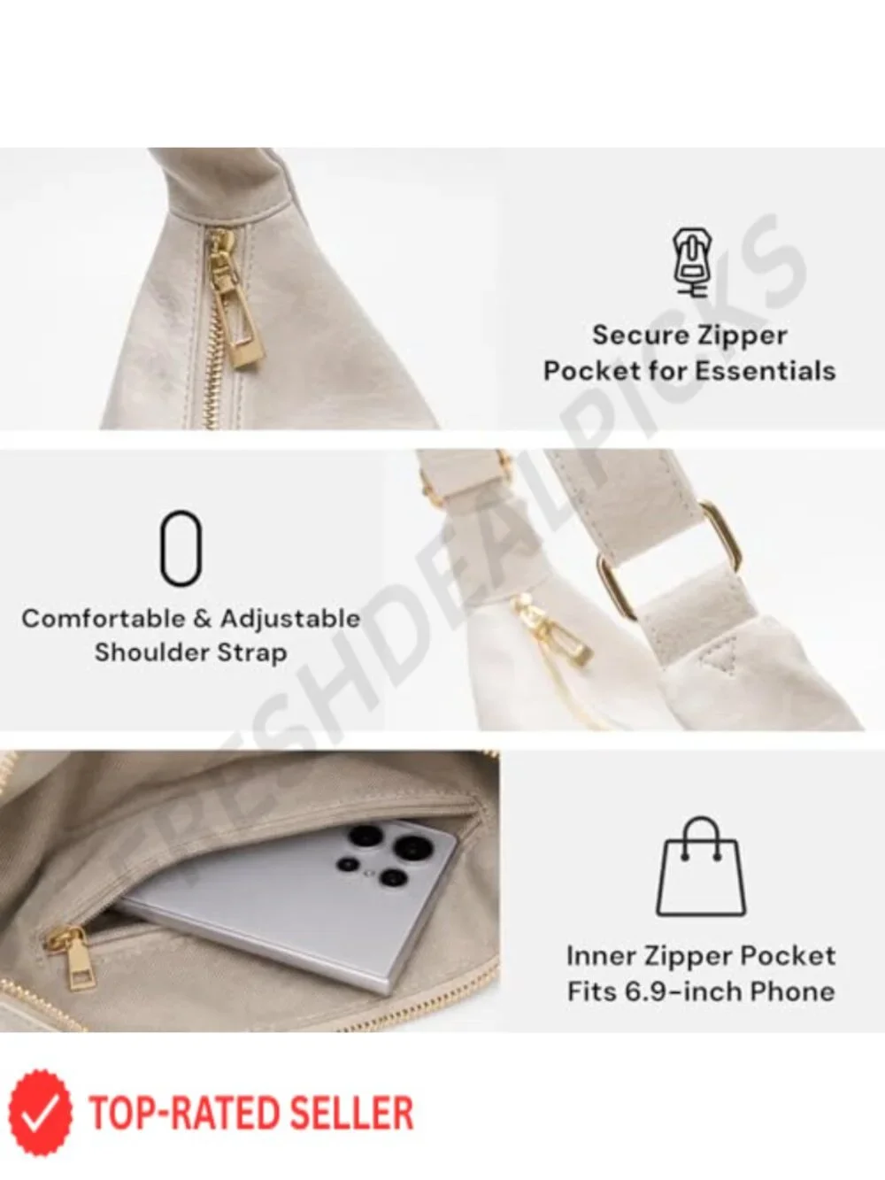 Slouchy Shoulder Bag for Women Foldable Crossbody Hobo Purse in PU Leather